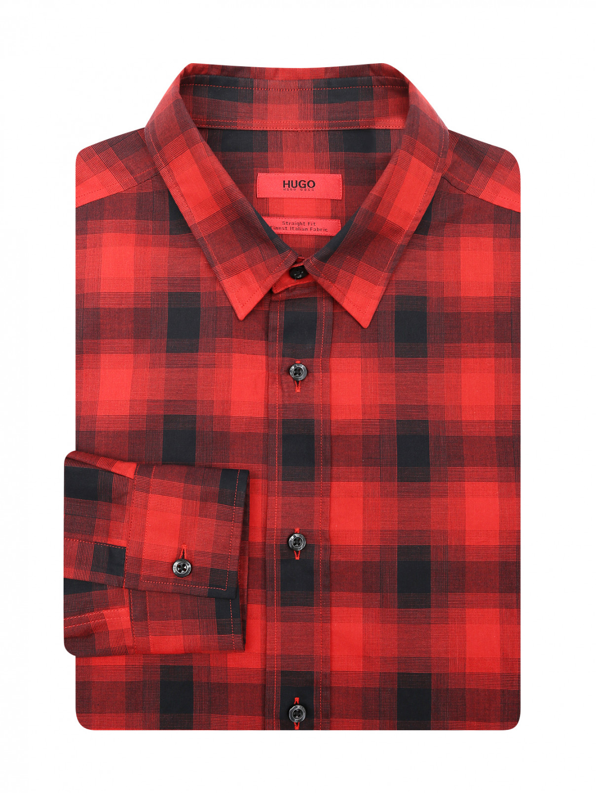 Рубашка из хлопка с узором Boss  –  Общий вид  – Цвет:  Красный