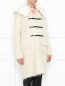 Пальто из мохера и шерси с меховым воротником Giambattista Valli  –  МодельВерхНиз