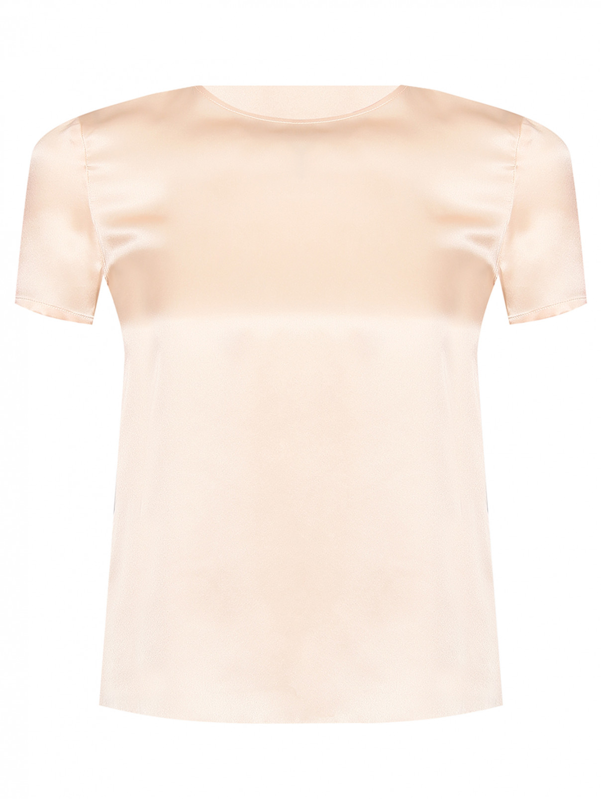 Блуза однотонная из шелка Max&Co  –  Общий вид  – Цвет:  Бежевый
