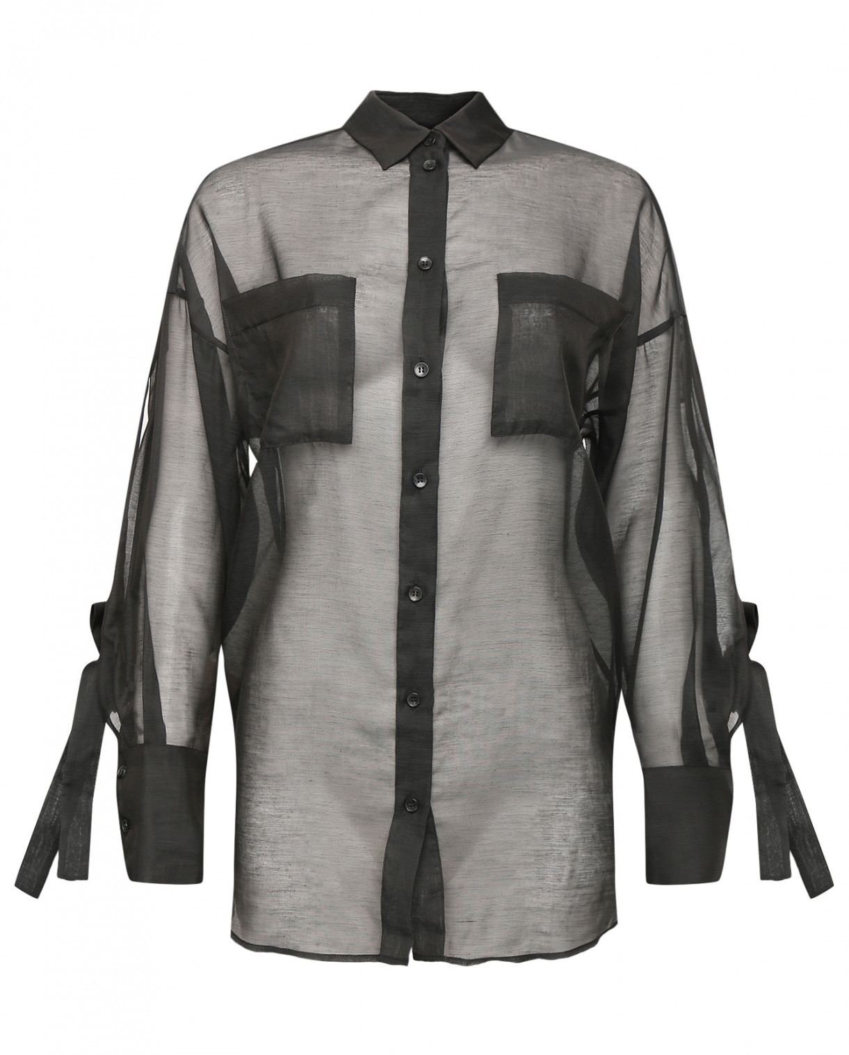 Полупрозрачная блуза из шелка Iro  –  Общий вид  – Цвет:  Черный