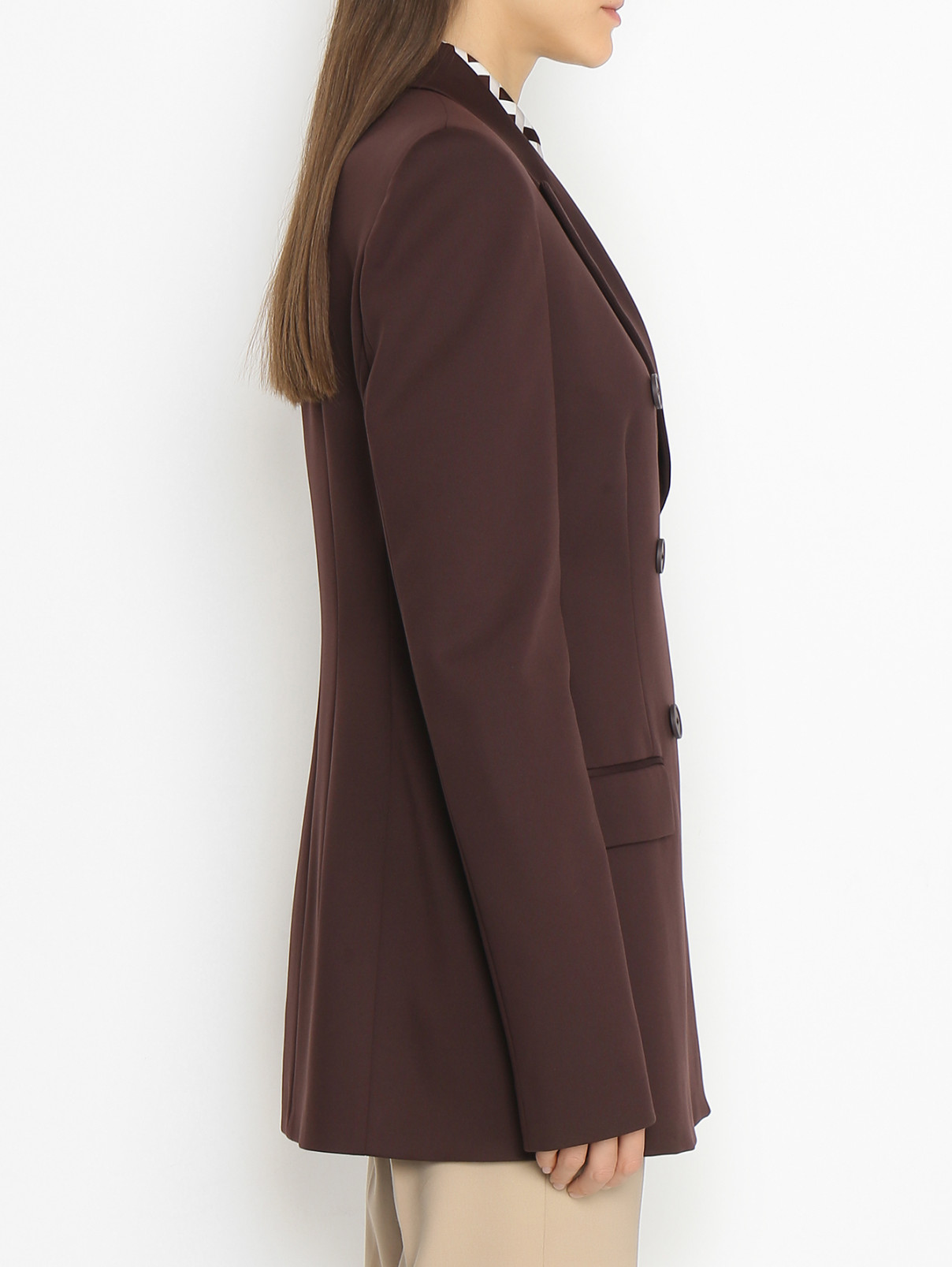 Удлиненный жакет на пуговицах Sportmax  –  МодельВерхНиз2  – Цвет:  Коричневый