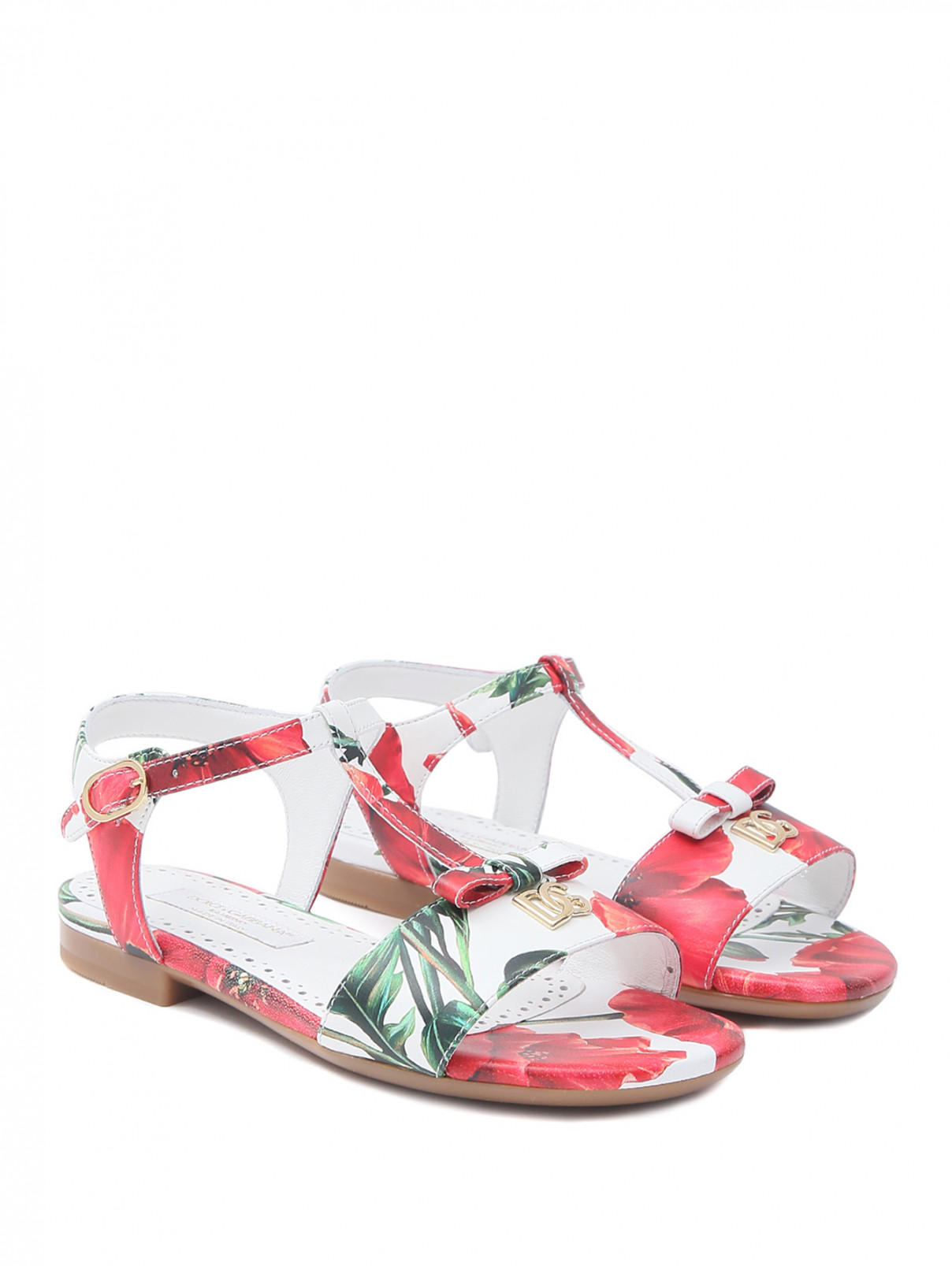 Сандалии с цветочным узором Dolce & Gabbana  –  Общий вид  – Цвет:  Узор