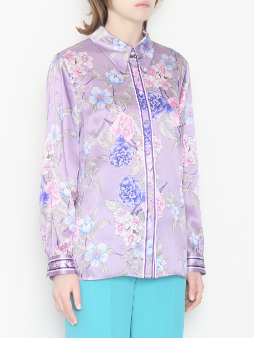 Блуза из шелка с цветочным узором Luisa Spagnoli - МодельВерхНиз
