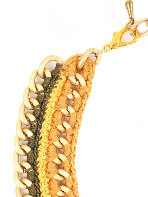 Ожерелье на цепи с отделкой из нитей и камней - Деталь1