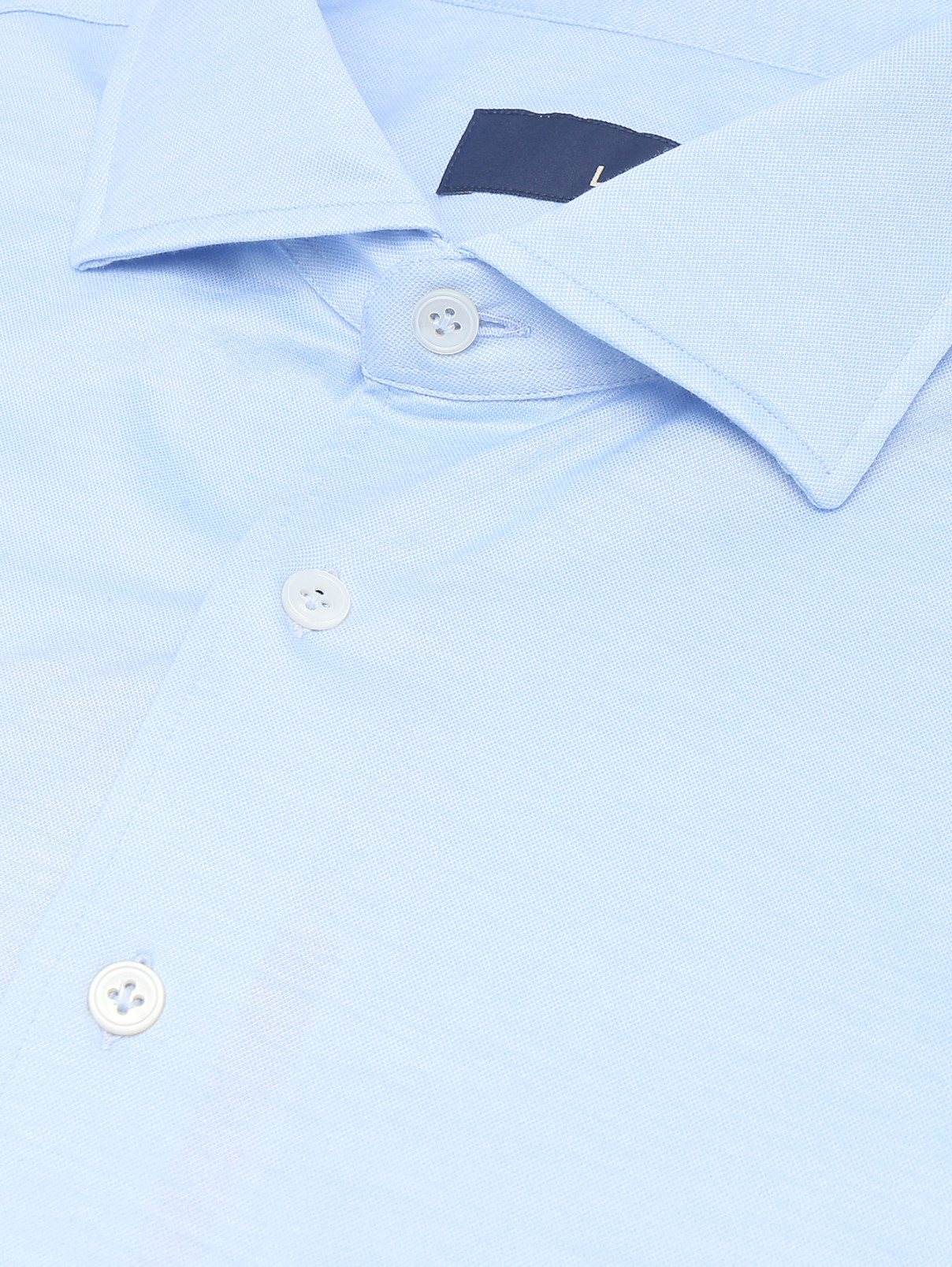 Однотонная рубашка из хлопка LARDINI  –  Деталь  – Цвет:  Синий