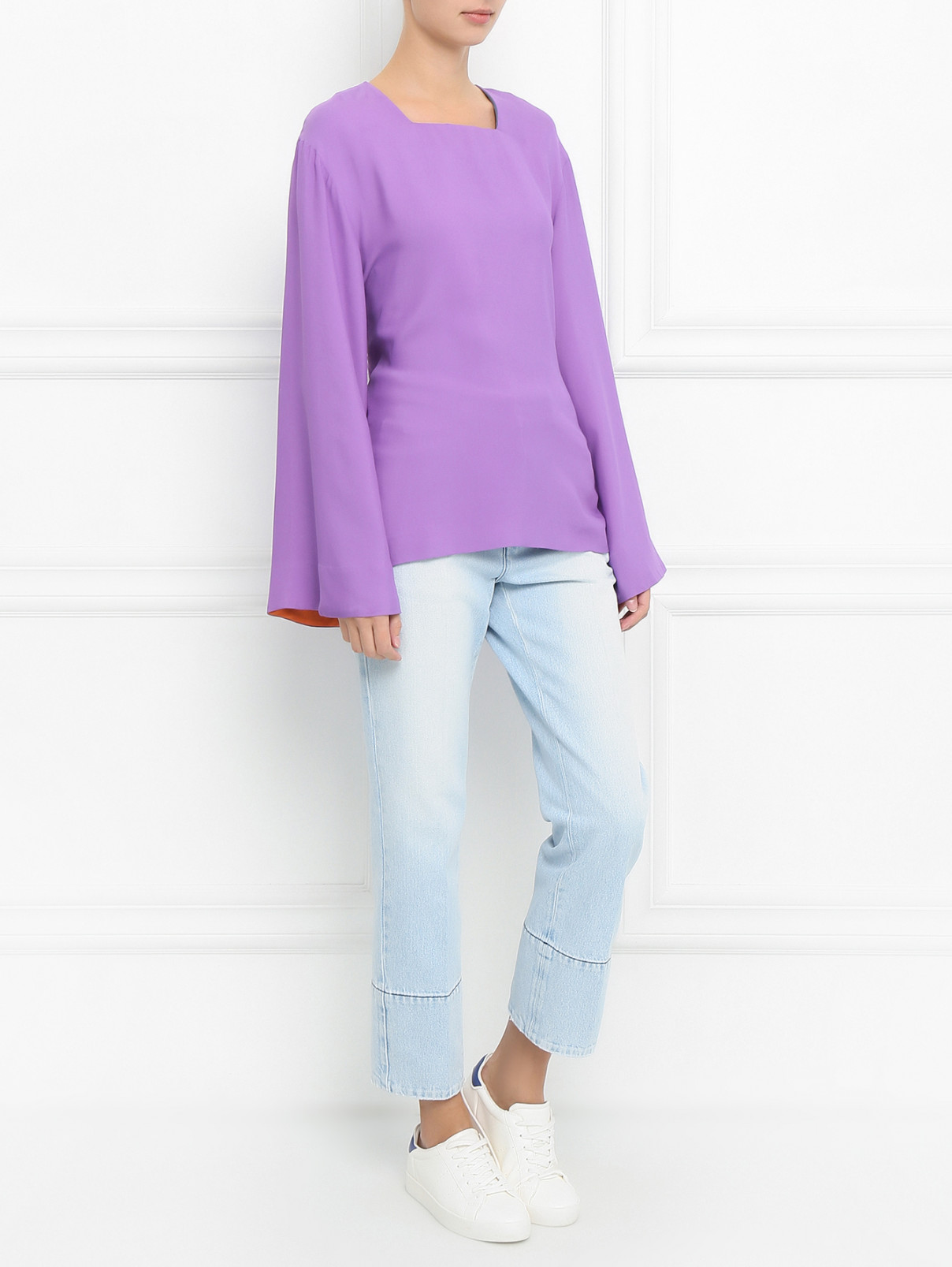 Блуза с контрастной отделкой Paul Smith  –  Модель Общий вид  – Цвет:  Фиолетовый