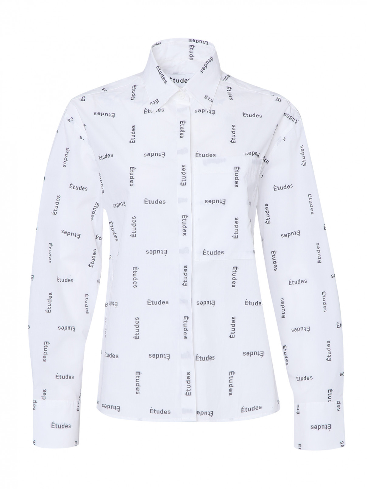 Рубашка из хлопка с узором Etudes  –  Общий вид  – Цвет:  Белый