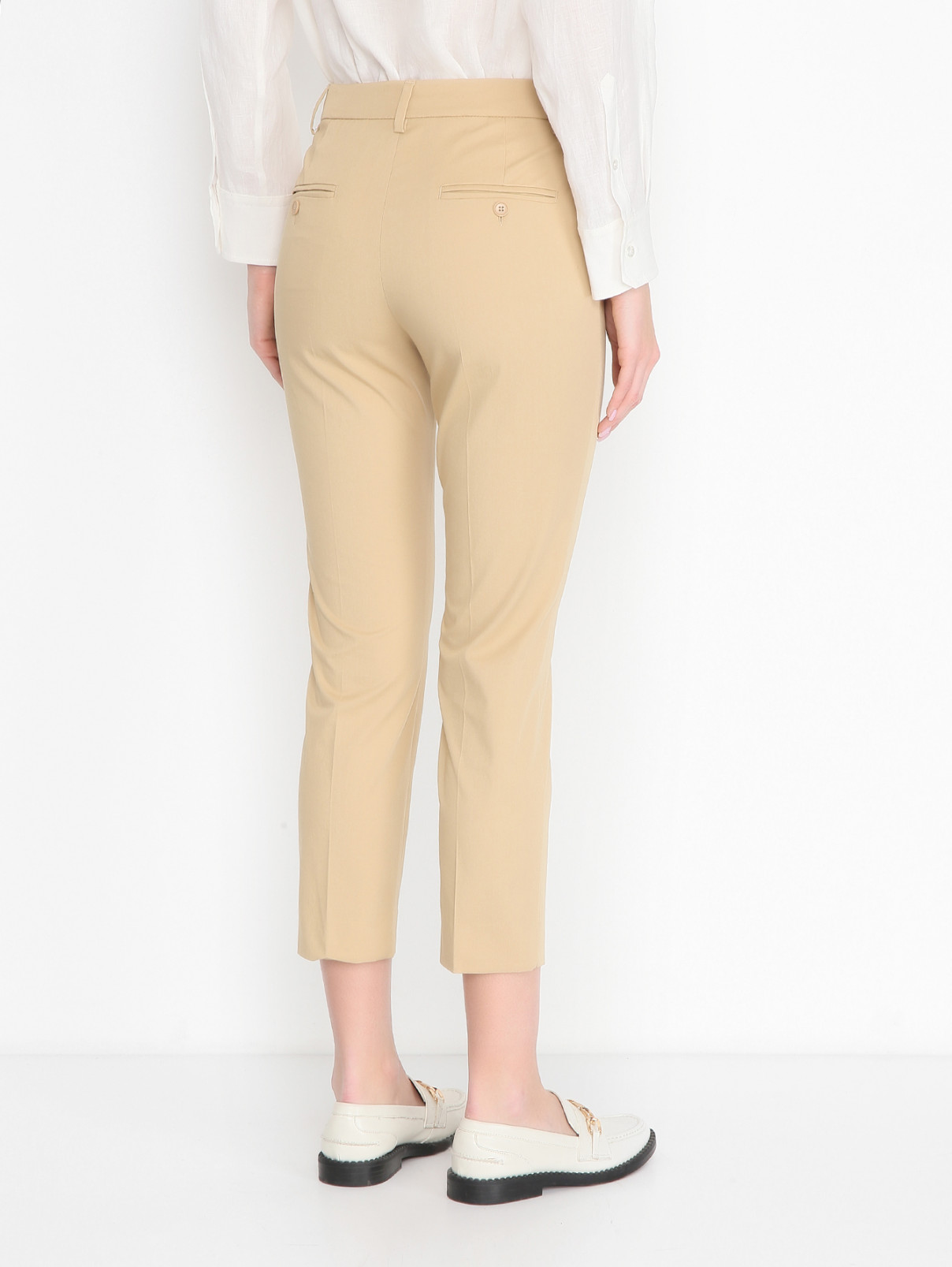 Укороченные брюки из хлопка Weekend Max Mara  –  МодельВерхНиз1  – Цвет:  Бежевый