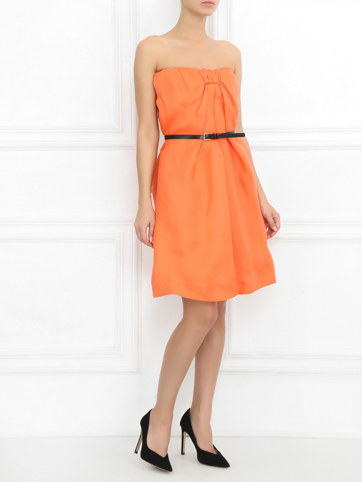 Мини-платье с ремнем Paul&Joe  –  Модель Общий вид  – Цвет:  Оранжевый