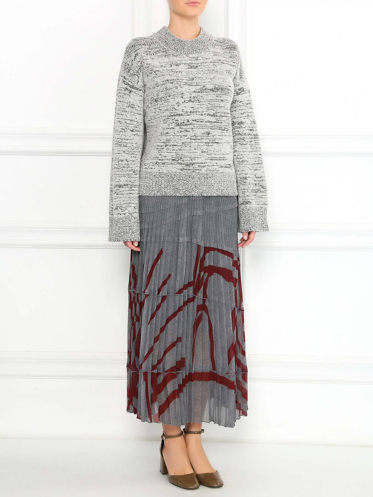 Джемпер из смешанной шерсти свободного кроя DKNY  –  Модель Общий вид  – Цвет:  Серый