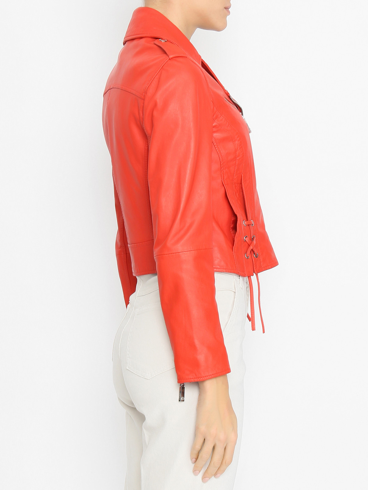 Куртка из гладкой кожи на молнии Max&Co  –  МодельВерхНиз2  – Цвет:  Красный