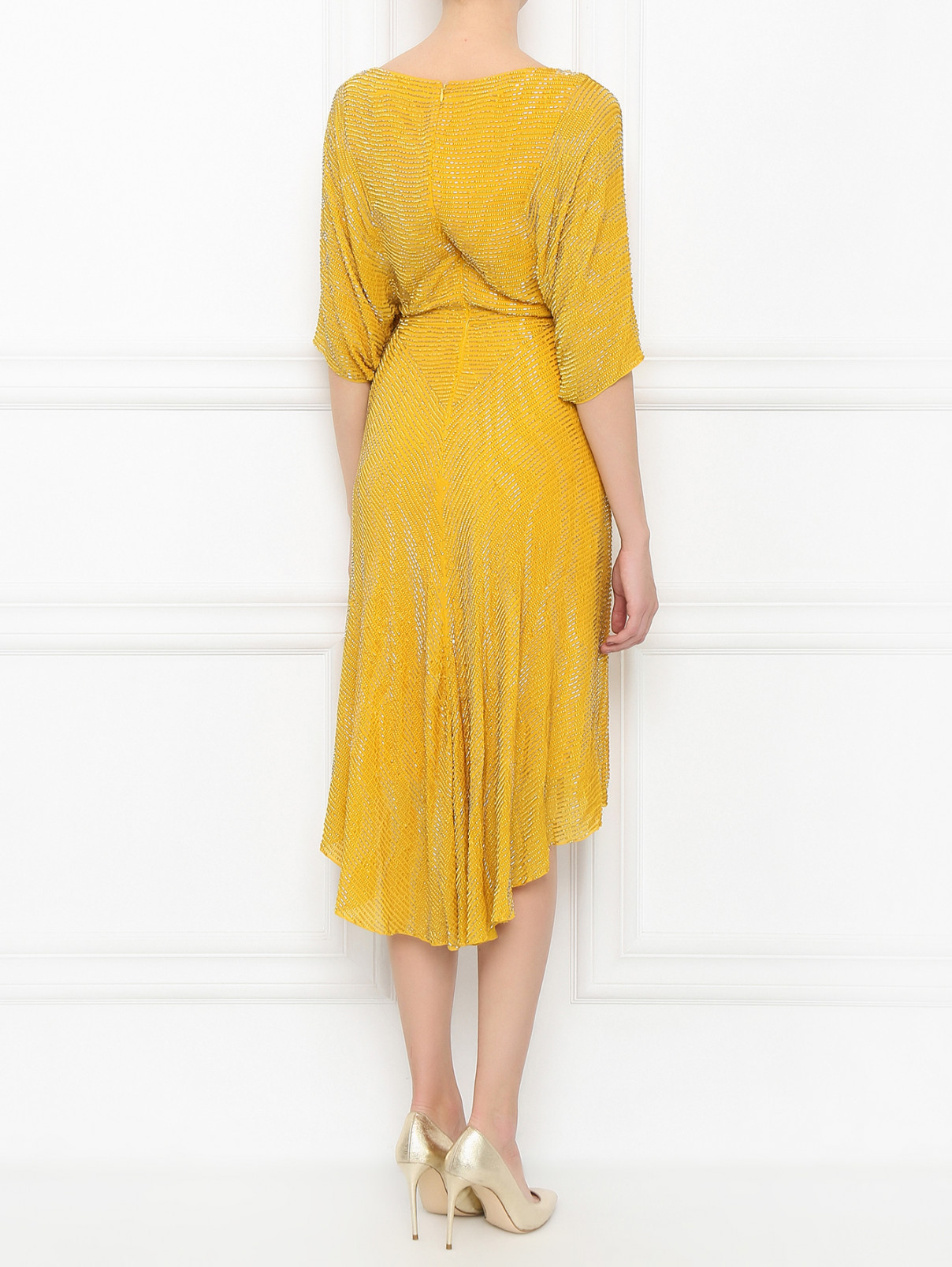 Платье-миди декорированное бисером Jenny Packham  –  Модель Верх-Низ1  – Цвет:  Золотой