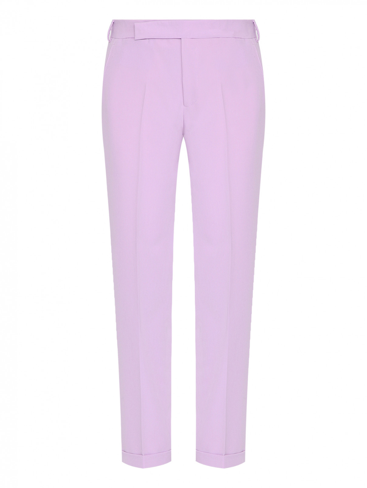Однотонные брюки прямого кроя LARDINI  –  Общий вид  – Цвет:  Фиолетовый