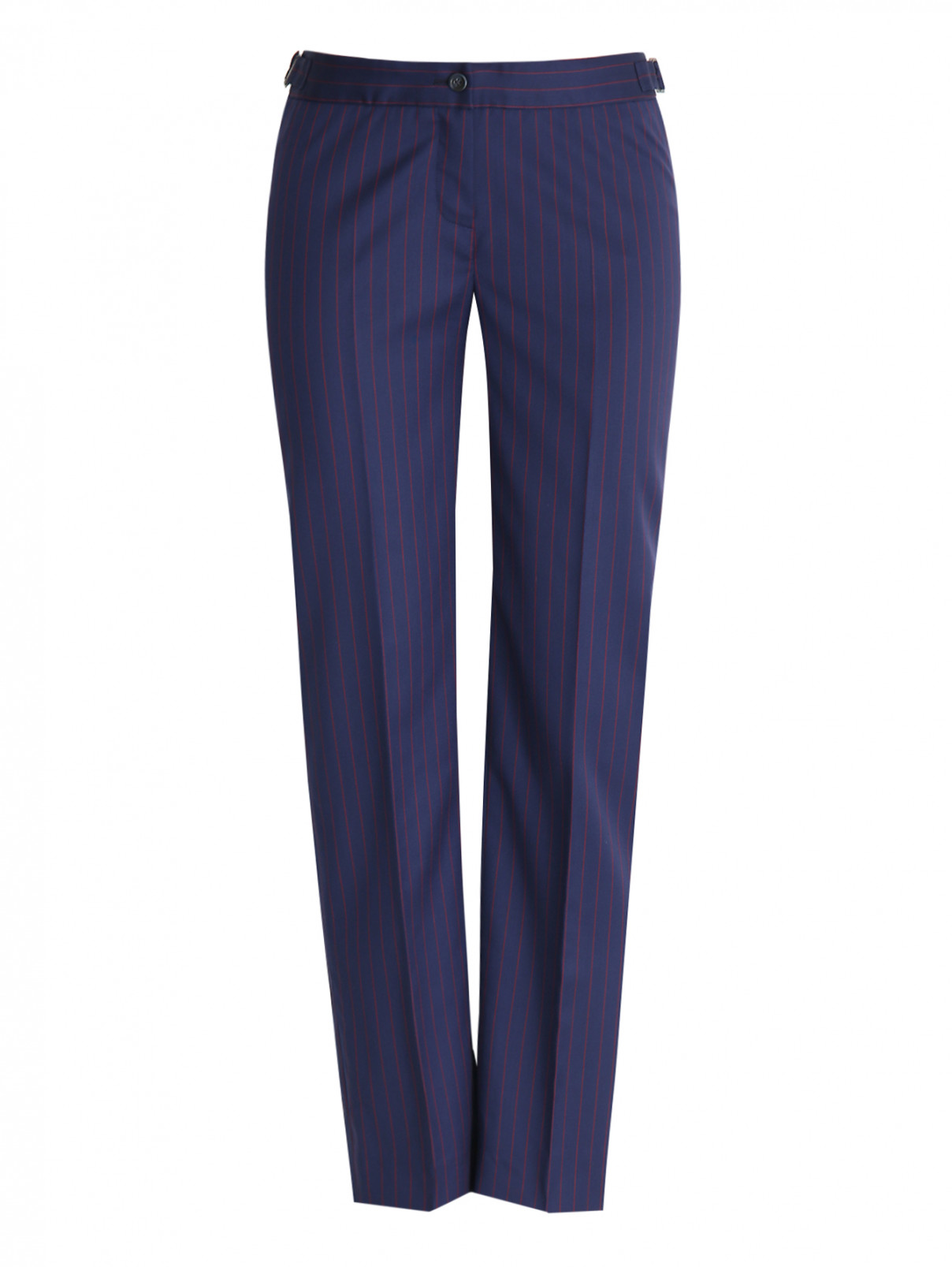Укороченные брюки из ткани в полоску Ermenegildo Zegna  –  Общий вид  – Цвет:  Синий