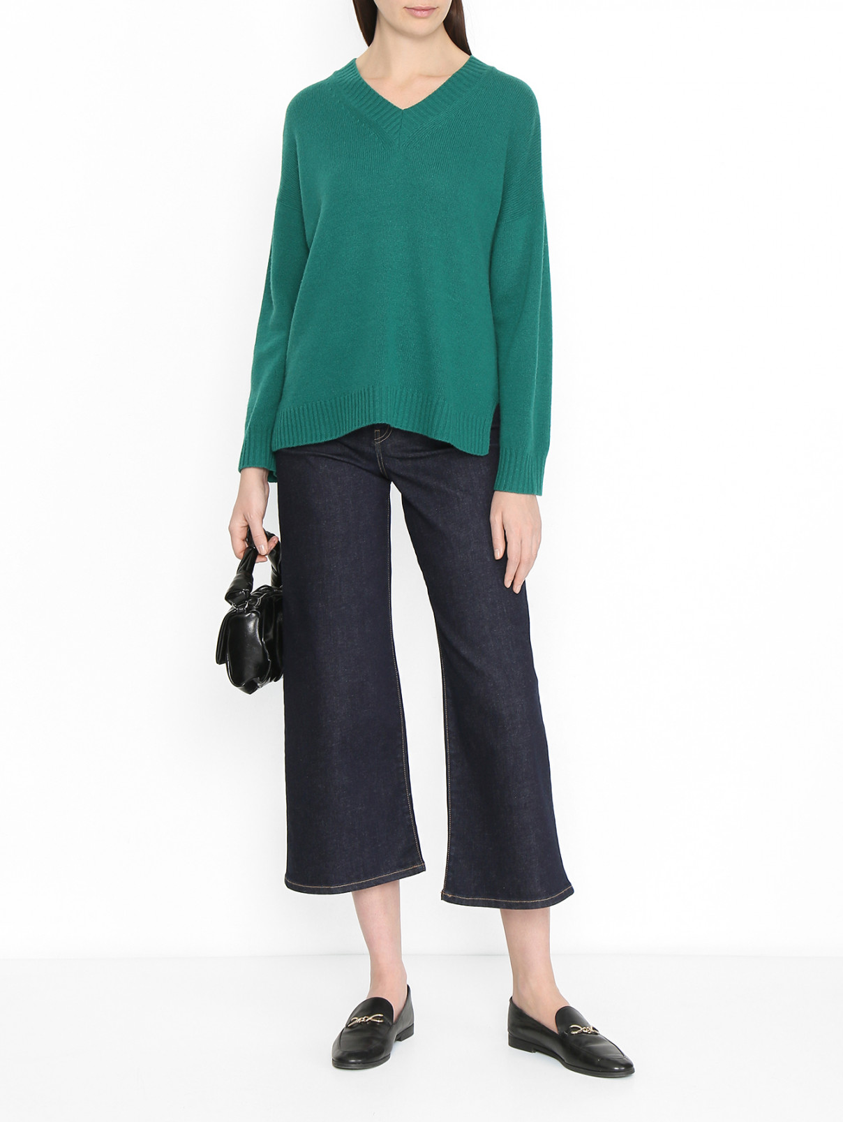 Джемпер с V-образным вырезом Weekend Max Mara  –  МодельОбщийВид  – Цвет:  Зеленый