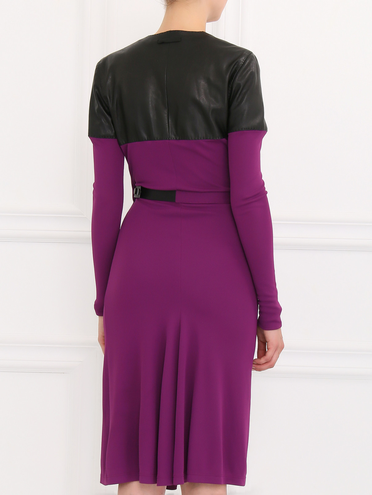 Платье с запахом и кожаными вставками Jean Paul Gaultier  –  Модель Верх-Низ1  – Цвет:  Фиолетовый