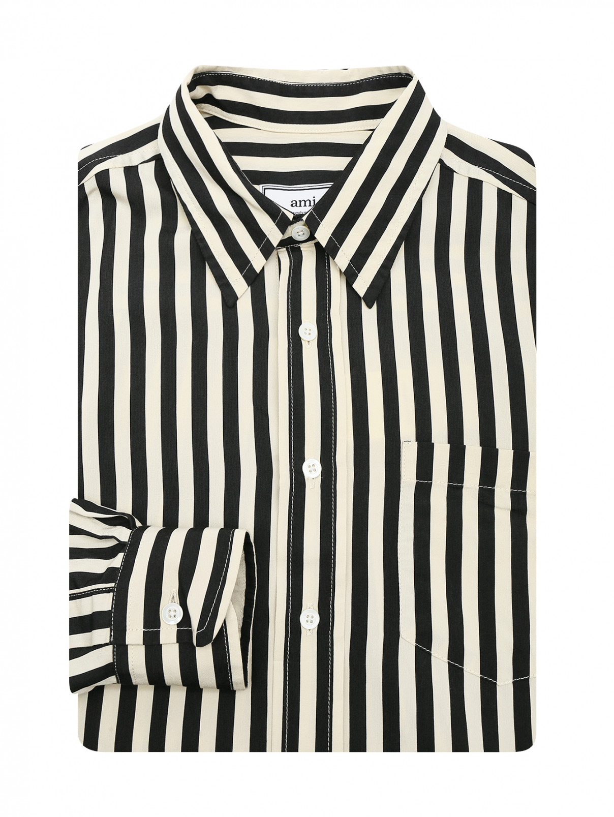 Рубашка из хлопка в полоску Ami  –  Общий вид