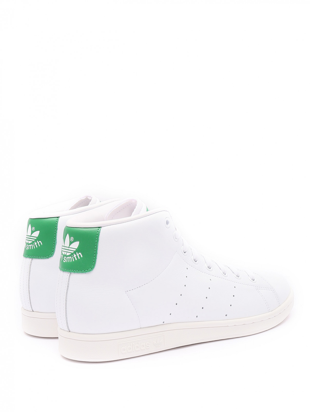 Высокие кеды из гладкой кожи с логотипом Adidas Originals  –  Обтравка2  – Цвет:  Белый