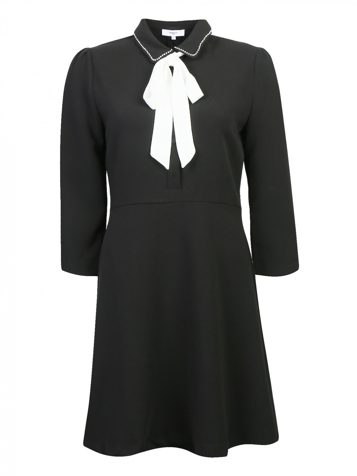Платье-мини с контрастной отделкой Suncoo  –  Общий вид  – Цвет:  Черный