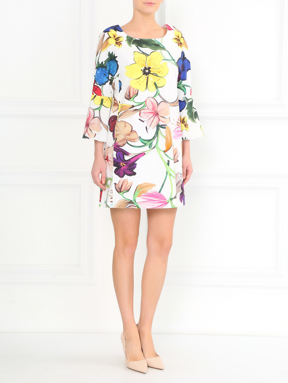 Платье из хлопка с цветочным узором и боковыми карманами Dondup  –  Модель Общий вид  – Цвет:  Узор