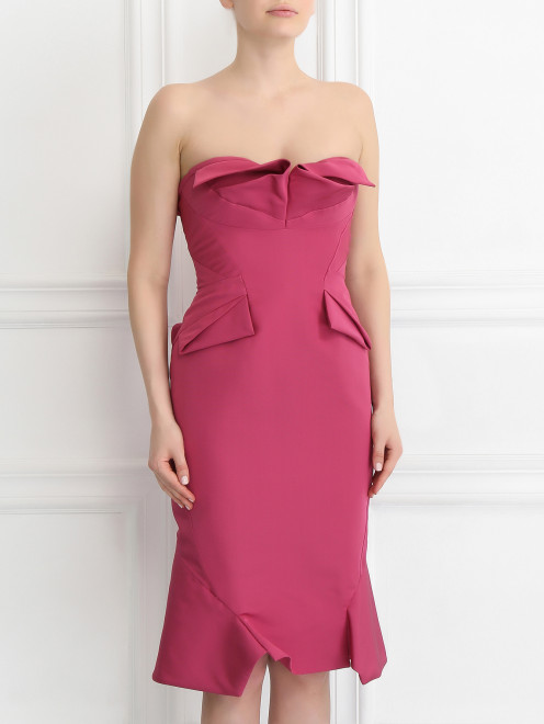 Платье-футляр из шелка без рукавов Zac Posen - Модель Верх-Низ