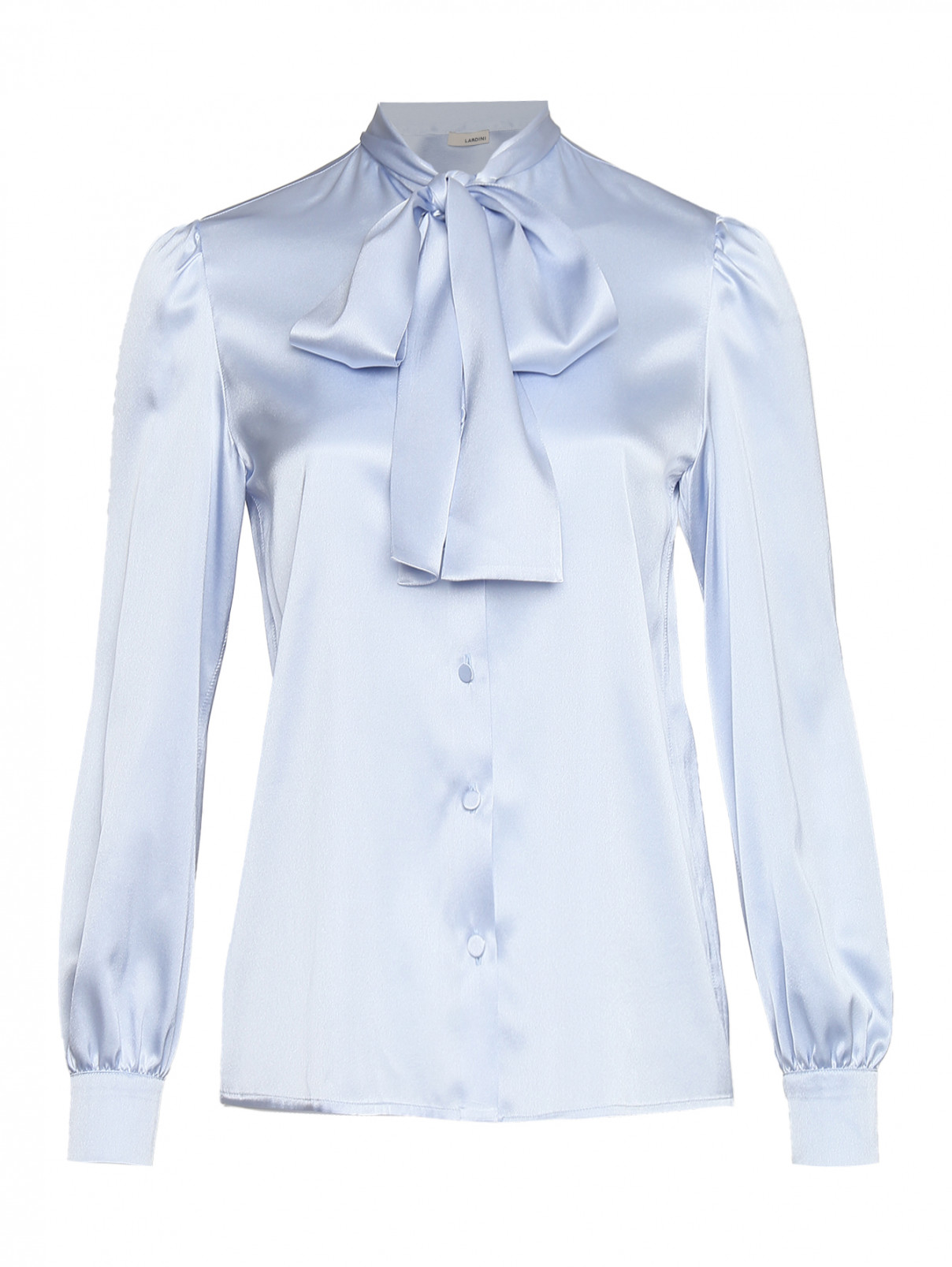 Блуза из шелка с бантом LARDINI  –  Общий вид  – Цвет:  Синий