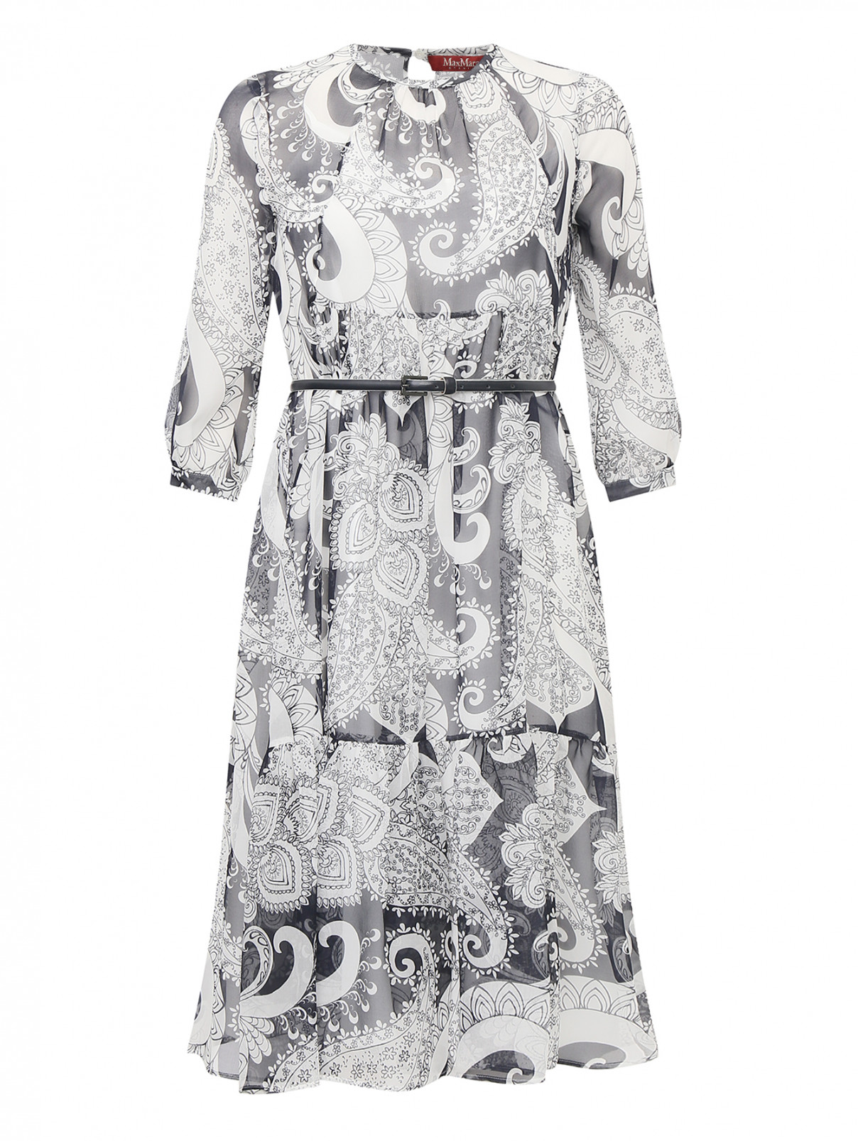 Платье из шелка с узором Max Mara  –  Общий вид  – Цвет:  Узор