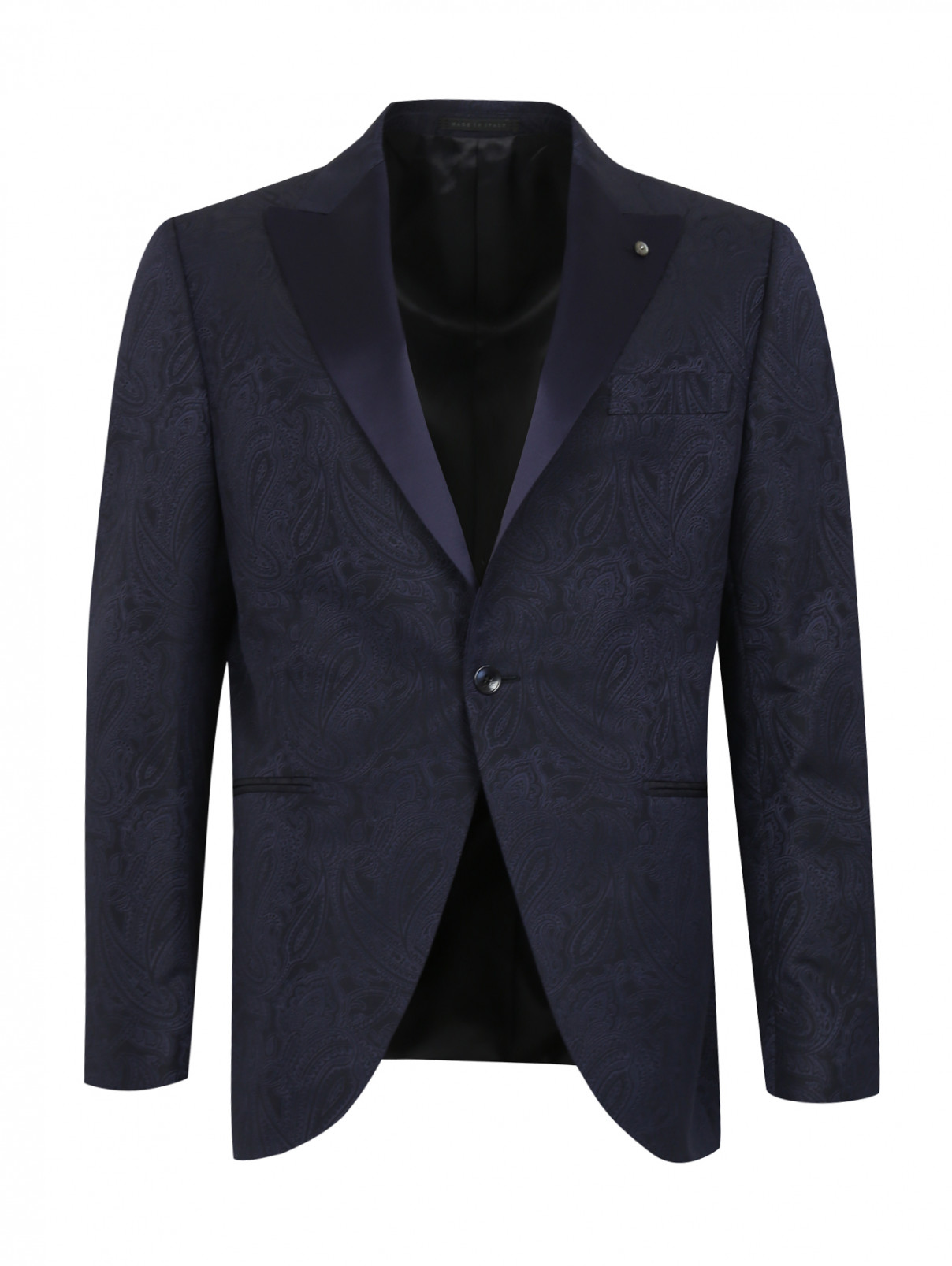 Пиджак из шерсти с узором "пейсли" Luigi Bianchi Mantova  –  Общий вид  – Цвет:  Синий