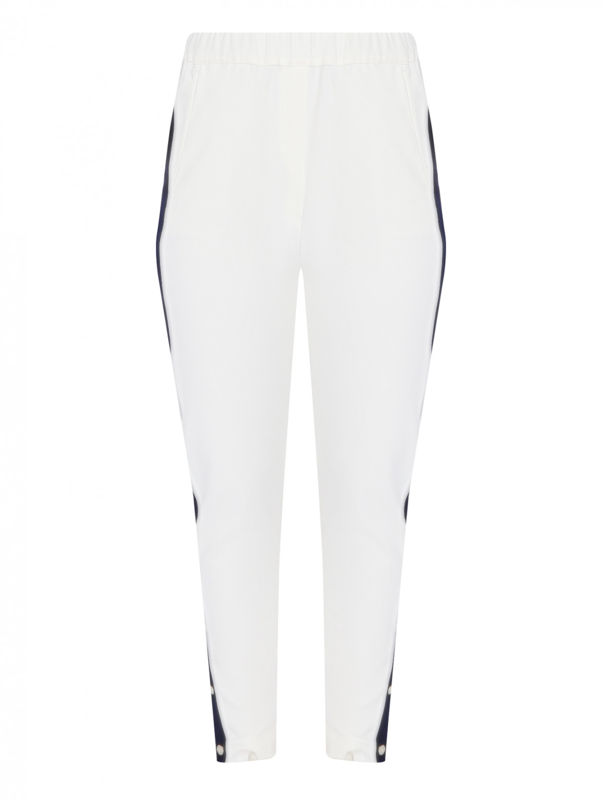 Трикотажные брюки на резинке Marina Rinaldi  –  Общий вид  – Цвет:  Белый