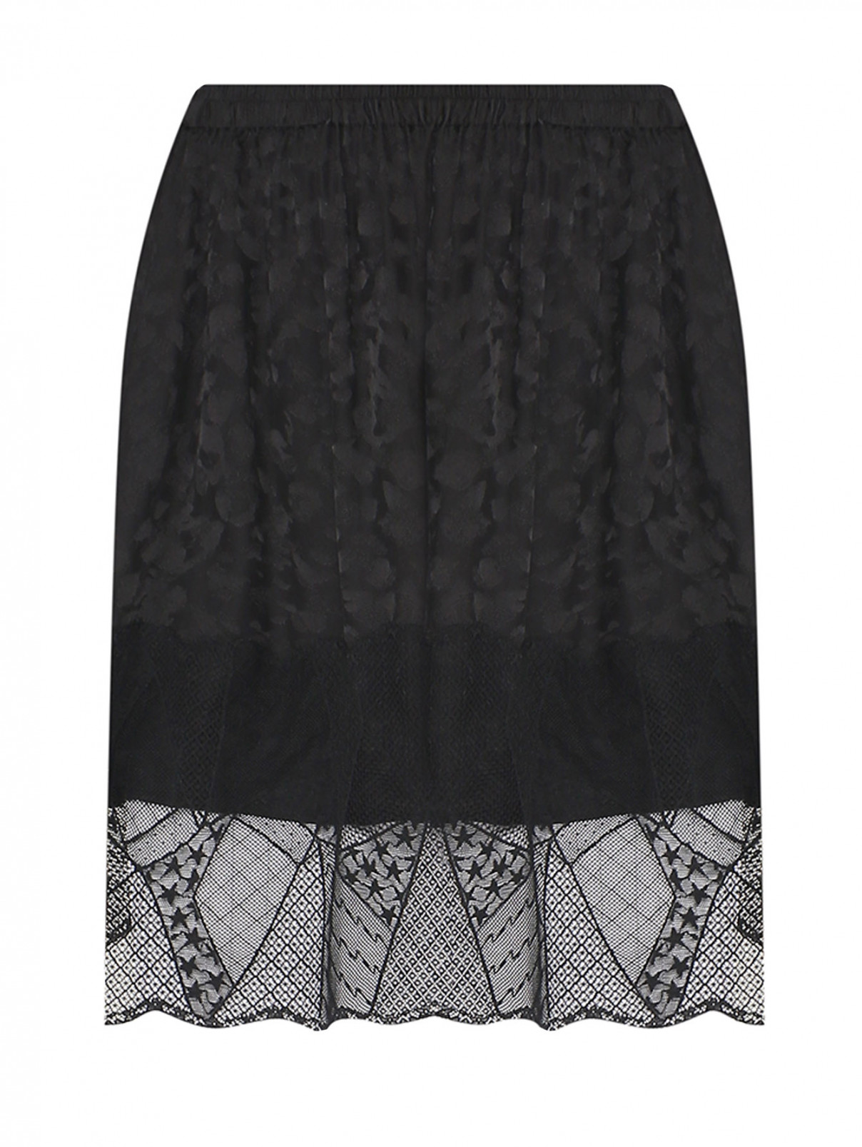Мини-юбка из шелка с узором и кружевом Zadig&Voltaire  –  Общий вид  – Цвет:  Черный