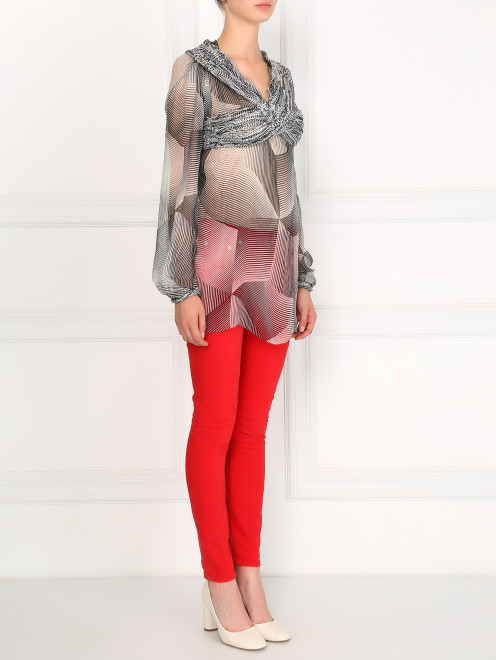 Блуза из смешанного шелка с узором "полоска" Jean Paul Gaultier - Модель Общий вид