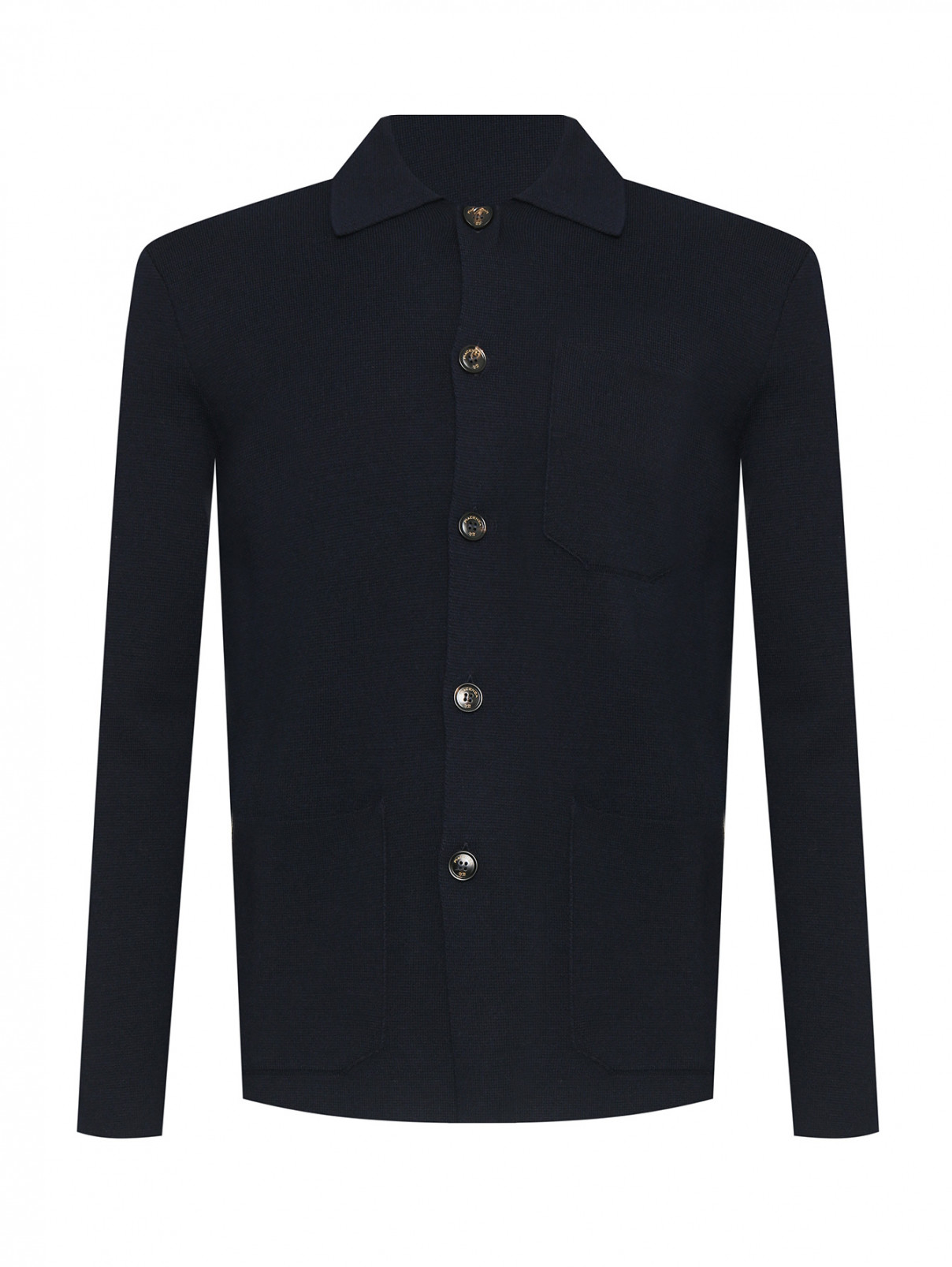 Кардиган из шерсти на пуговицах Piacenza Cashmere  –  Общий вид  – Цвет:  Черный