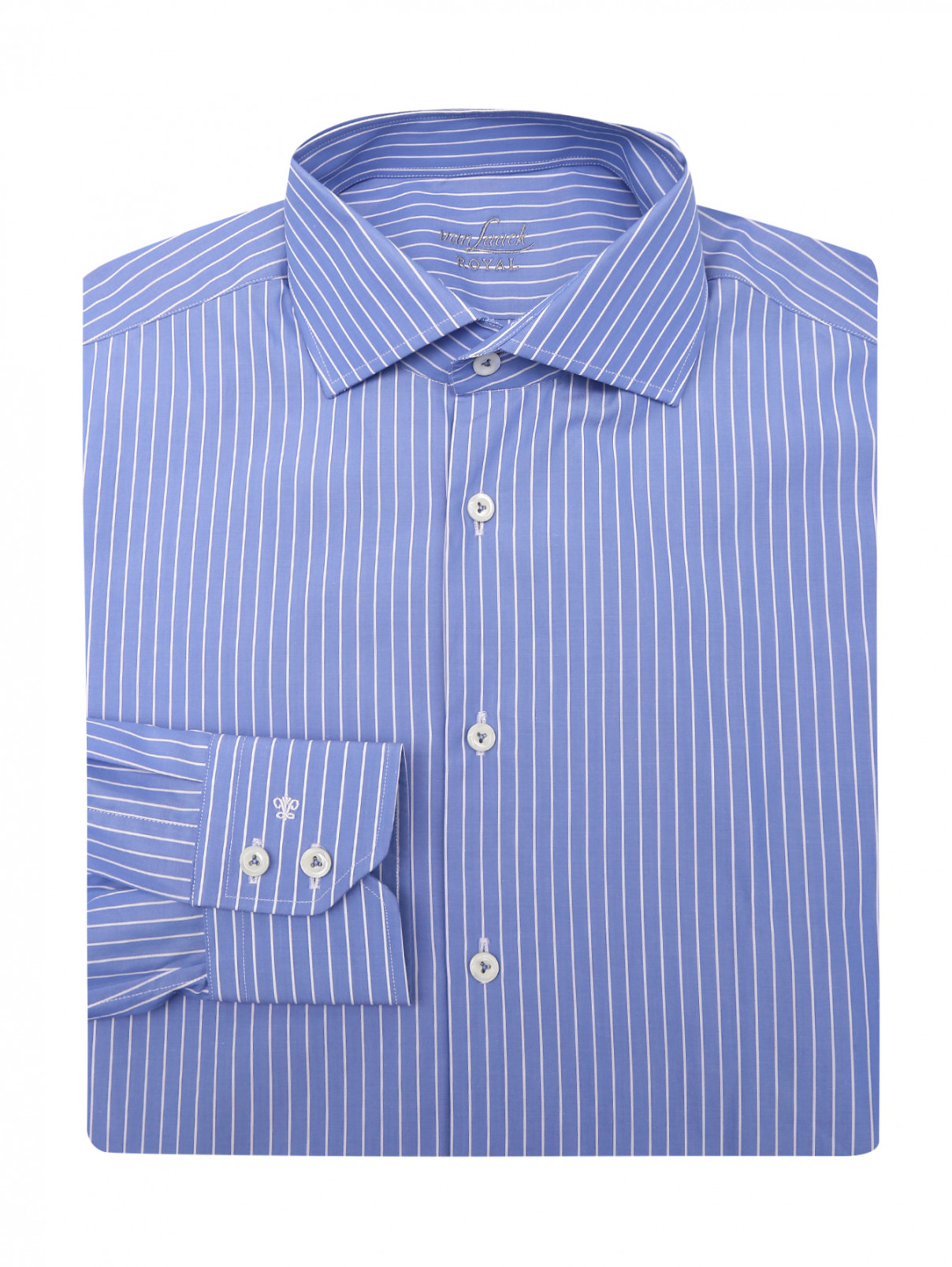 Рубашка из хлопка с узором "полоска" Van Laack  –  Общий вид  – Цвет:  Синий