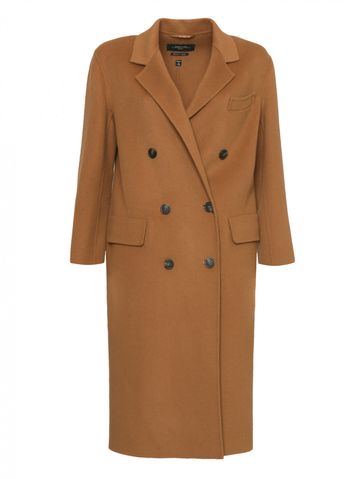 Двубортное пальто из шерсти Weekend Max Mara  –  Общий вид  – Цвет:  Коричневый