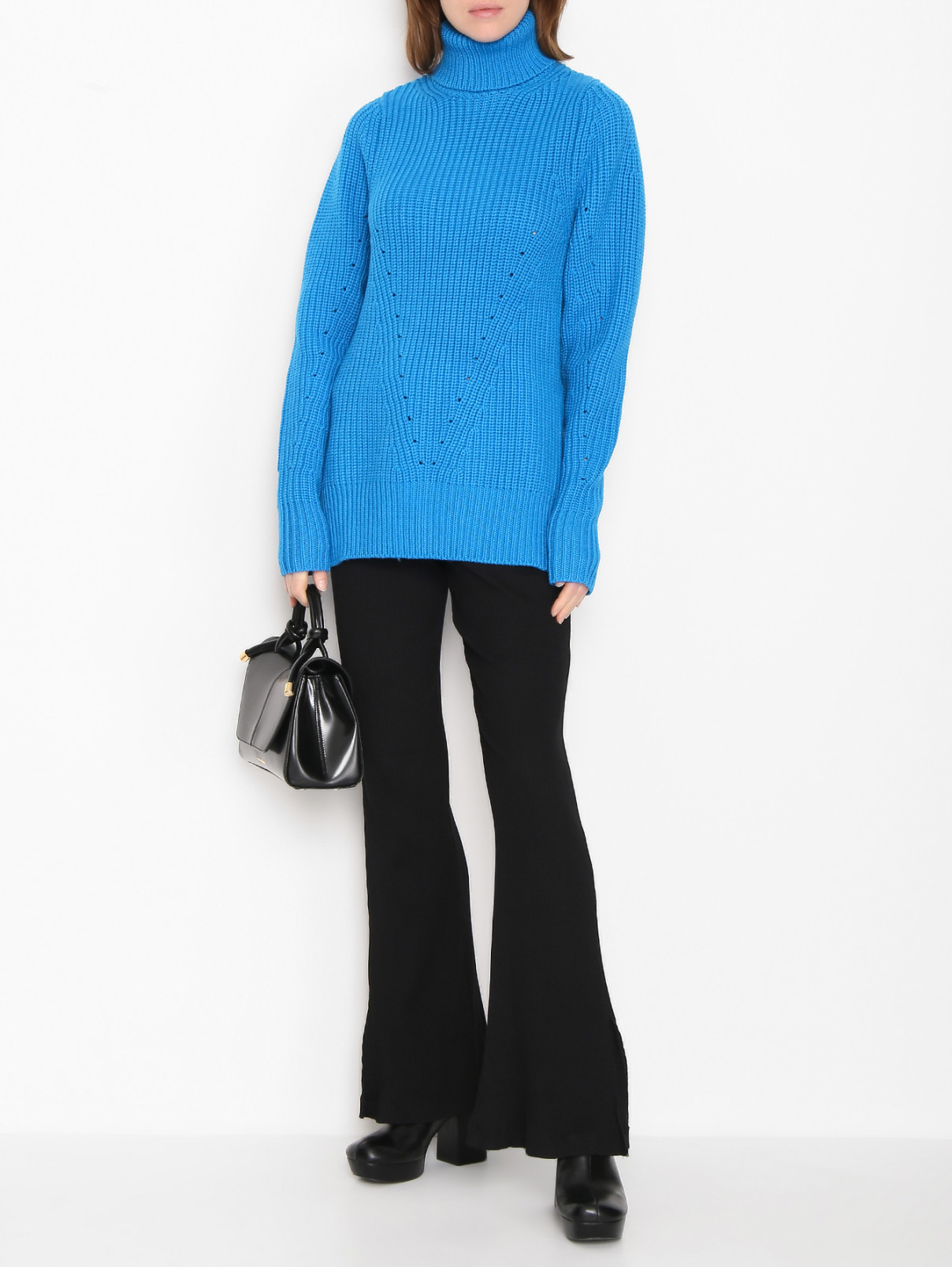 Однотонный свитер из шерсти Barbara Bui  –  МодельОбщийВид  – Цвет:  Синий