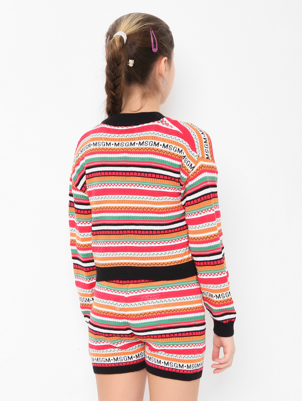 Хлопковый кардиган в полоску MSGM  –  МодельВерхНиз1  – Цвет:  Узор