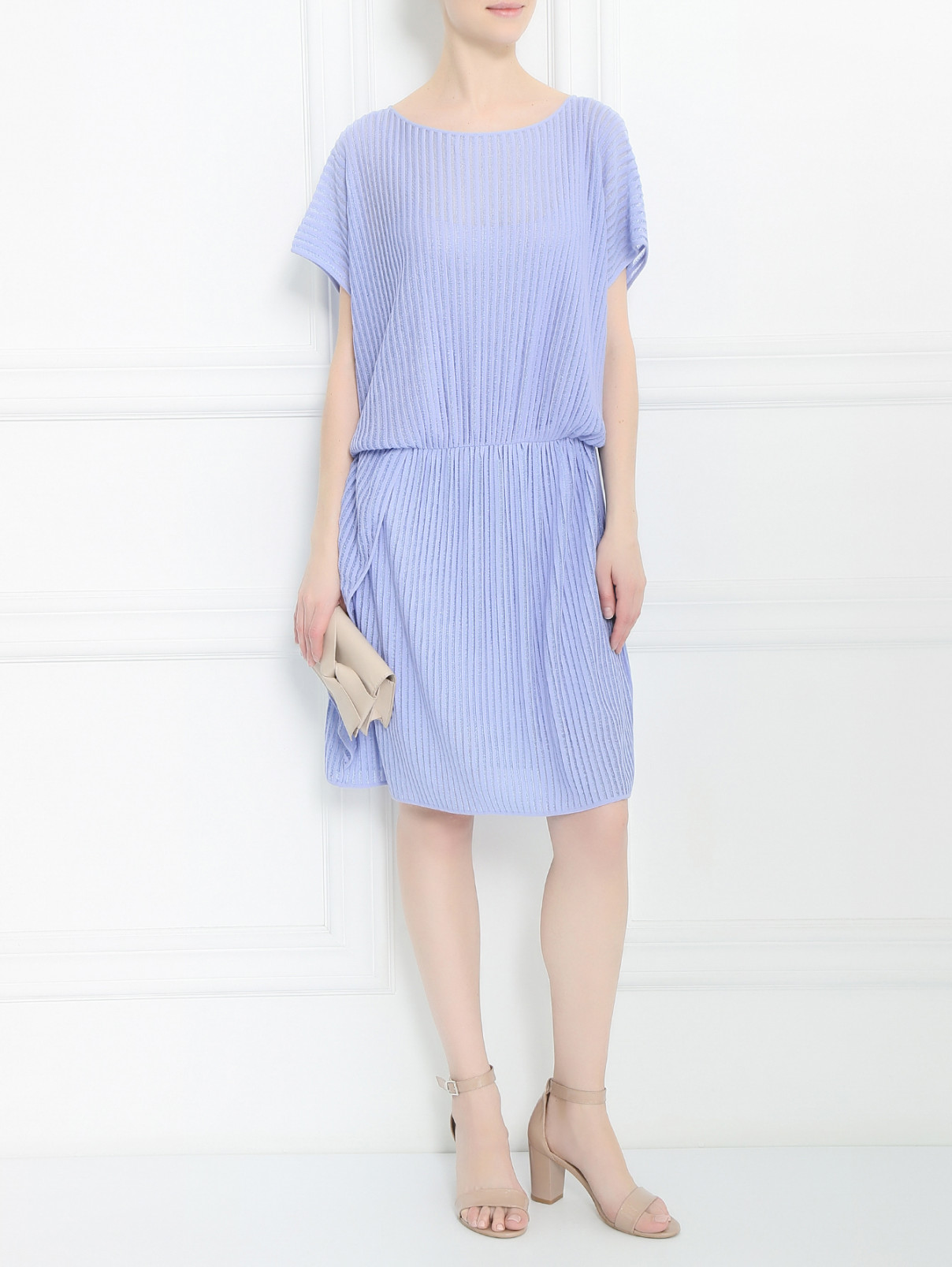 Платье свободного кроя с плиссировкой Emporio Armani  –  Модель Общий вид  – Цвет:  Фиолетовый
