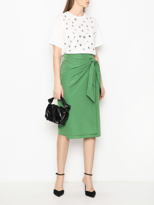 Футболка из хлопка с бисером и пайетками Weekend Max Mara - МодельОбщийВид