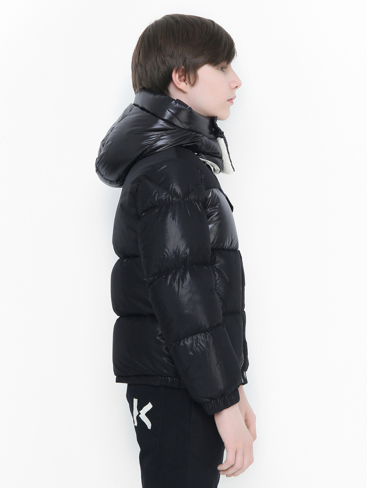 Пуховая куртка с сеткой Moncler  –  МодельВерхНиз2  – Цвет:  Черный