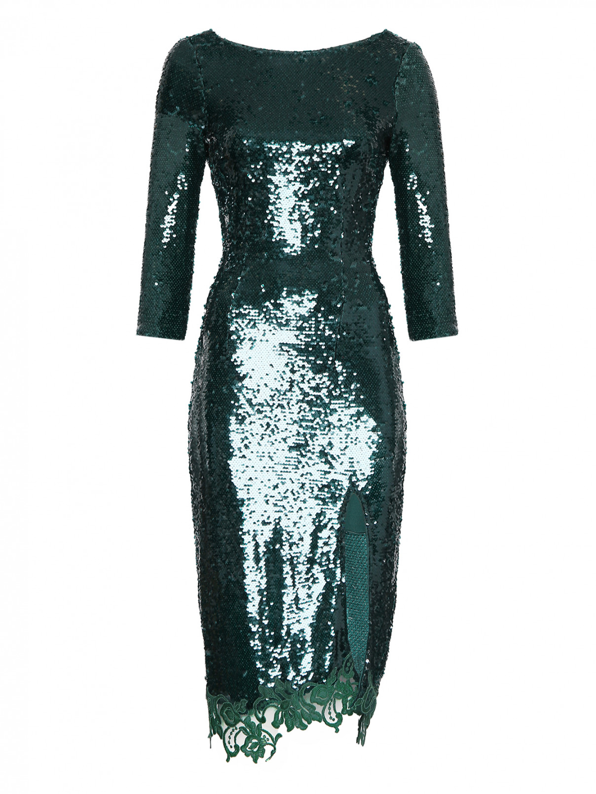 Платье-миди с пайетками Ermanno Firenze  –  Общий вид  – Цвет:  Зеленый