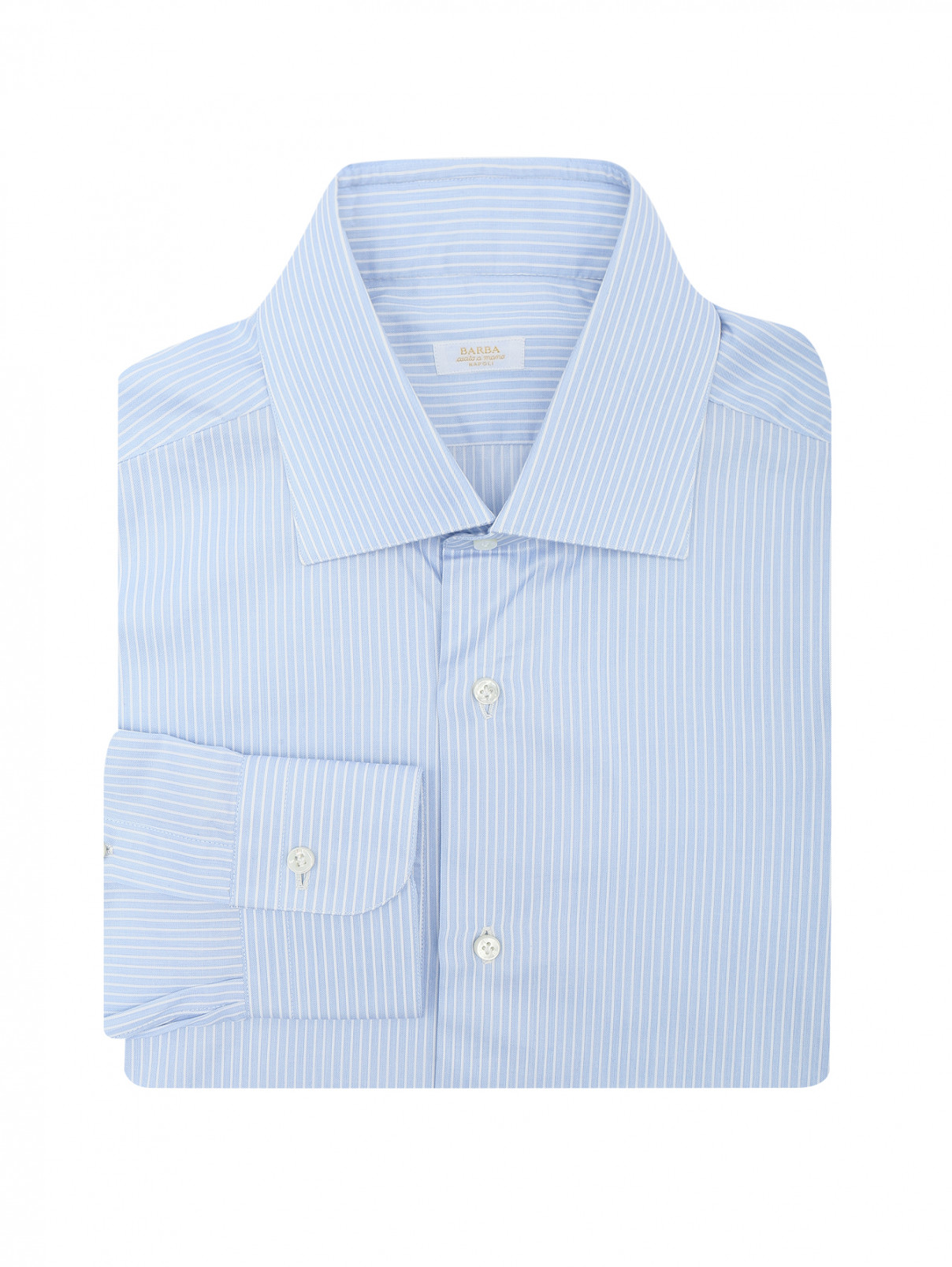 Рубашка из хлопка с узором "полоска" Barba Napoli  –  Общий вид  – Цвет:  Синий