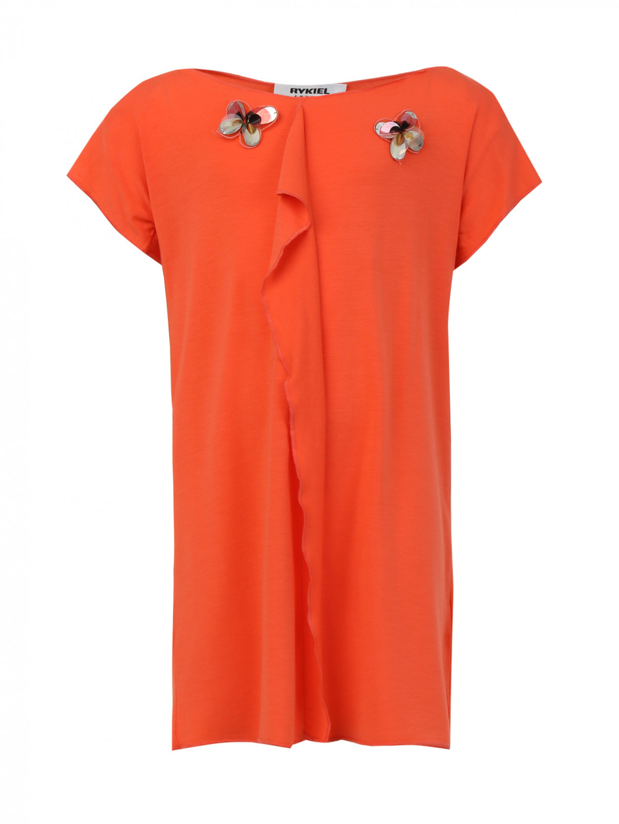 Трикотажное платье-мини с декором Sonia Rykiel  –  Общий вид  – Цвет:  Оранжевый