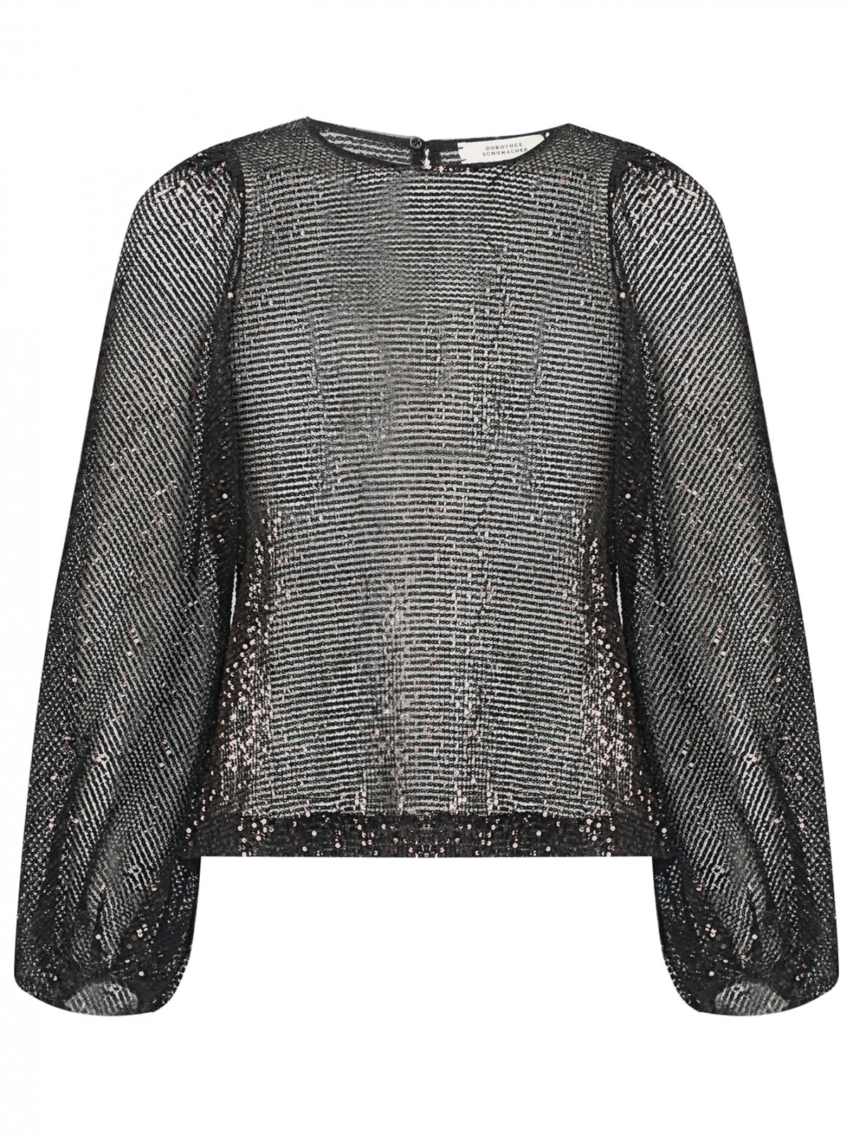 Блуза свободного кроя декорированная пайетками Dorothee Schumacher  –  Общий вид  – Цвет:  Черный