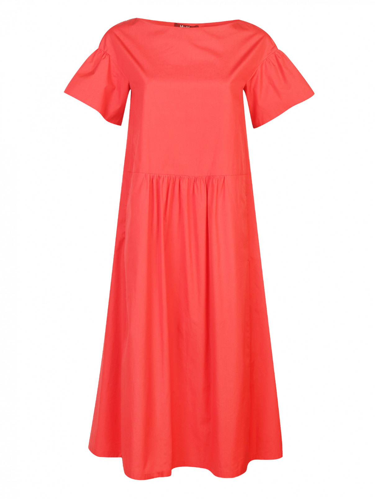 Платье из хлопка со сборкой на поясе Max Mara  –  Общий вид  – Цвет:  Красный