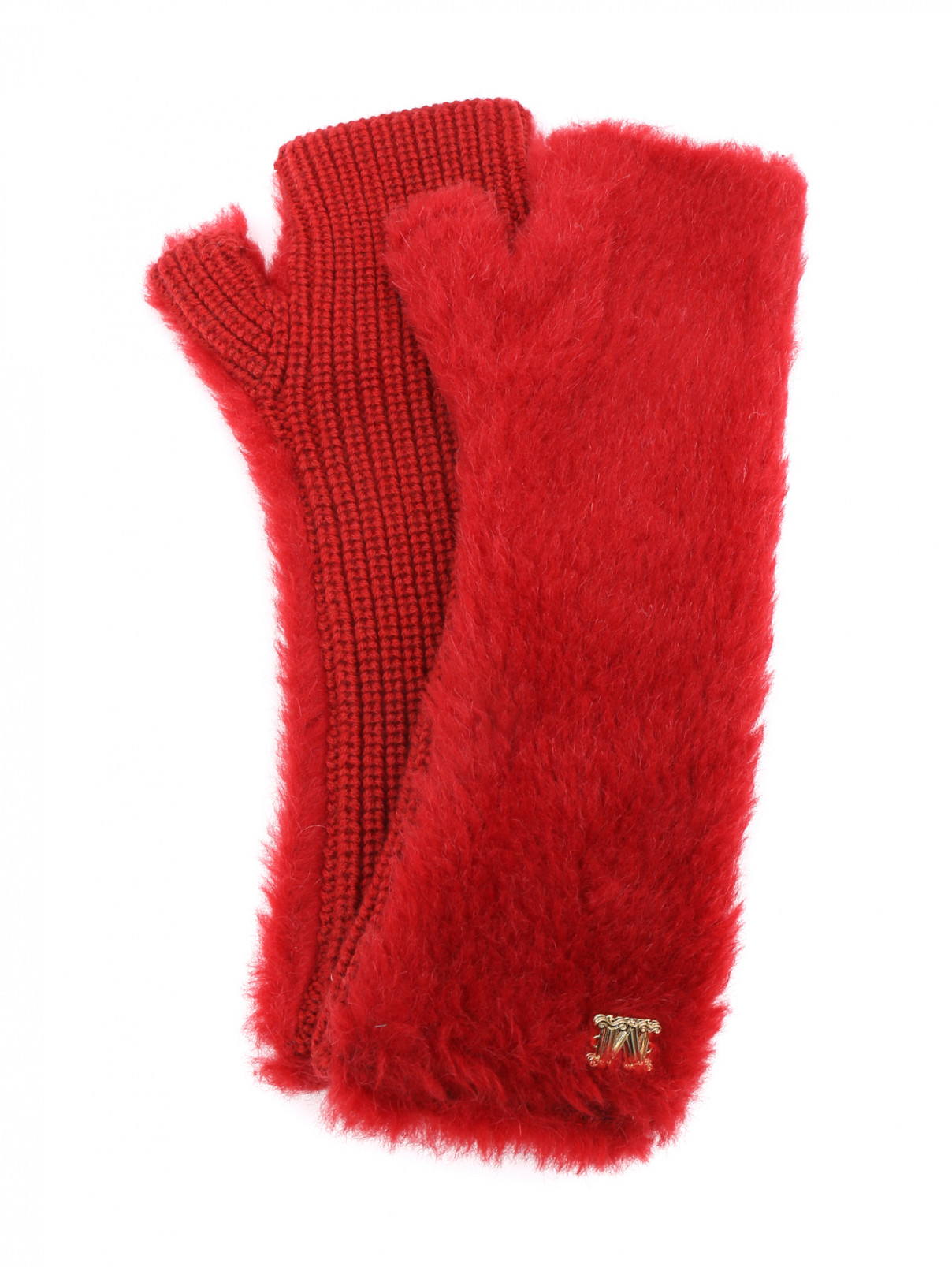 Митенки из шерсти с логотипом Max Mara  –  Общий вид  – Цвет:  Красный