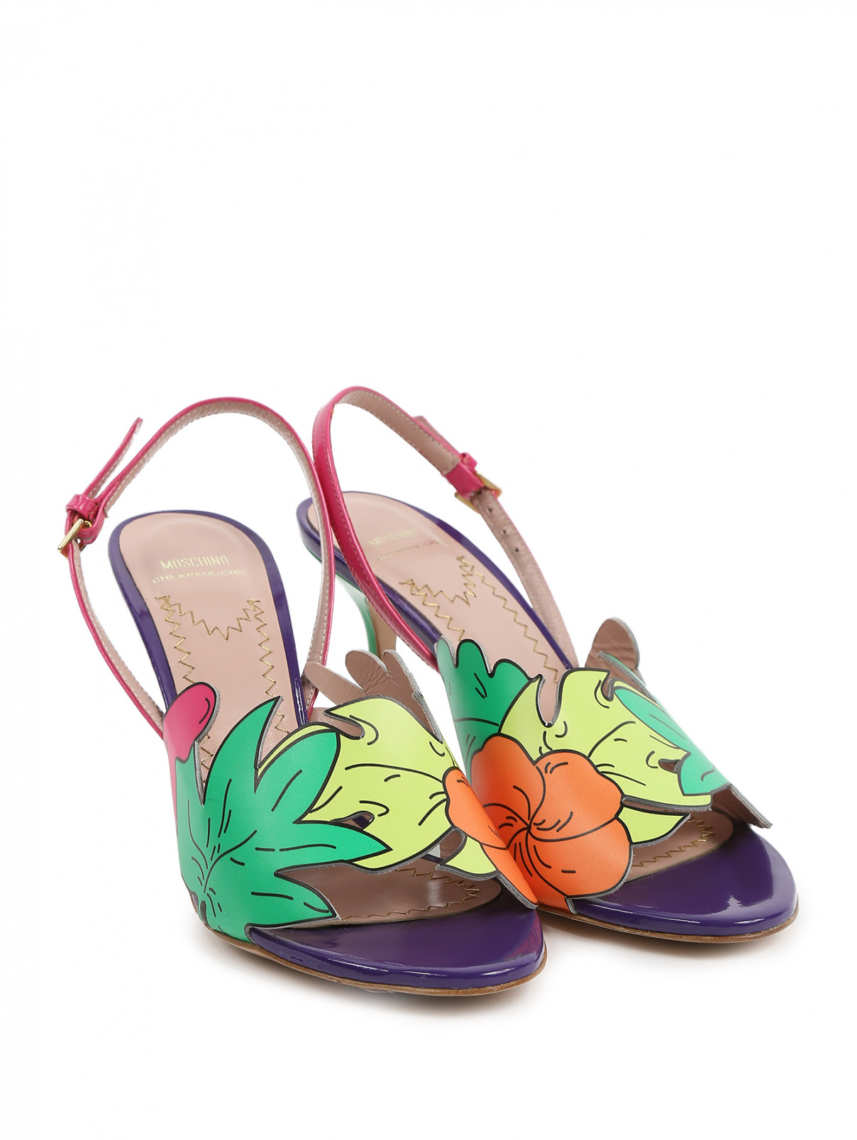 Босоножки из замши на устойчивом каблуке Moschino Couture  –  Общий вид  – Цвет:  Розовый