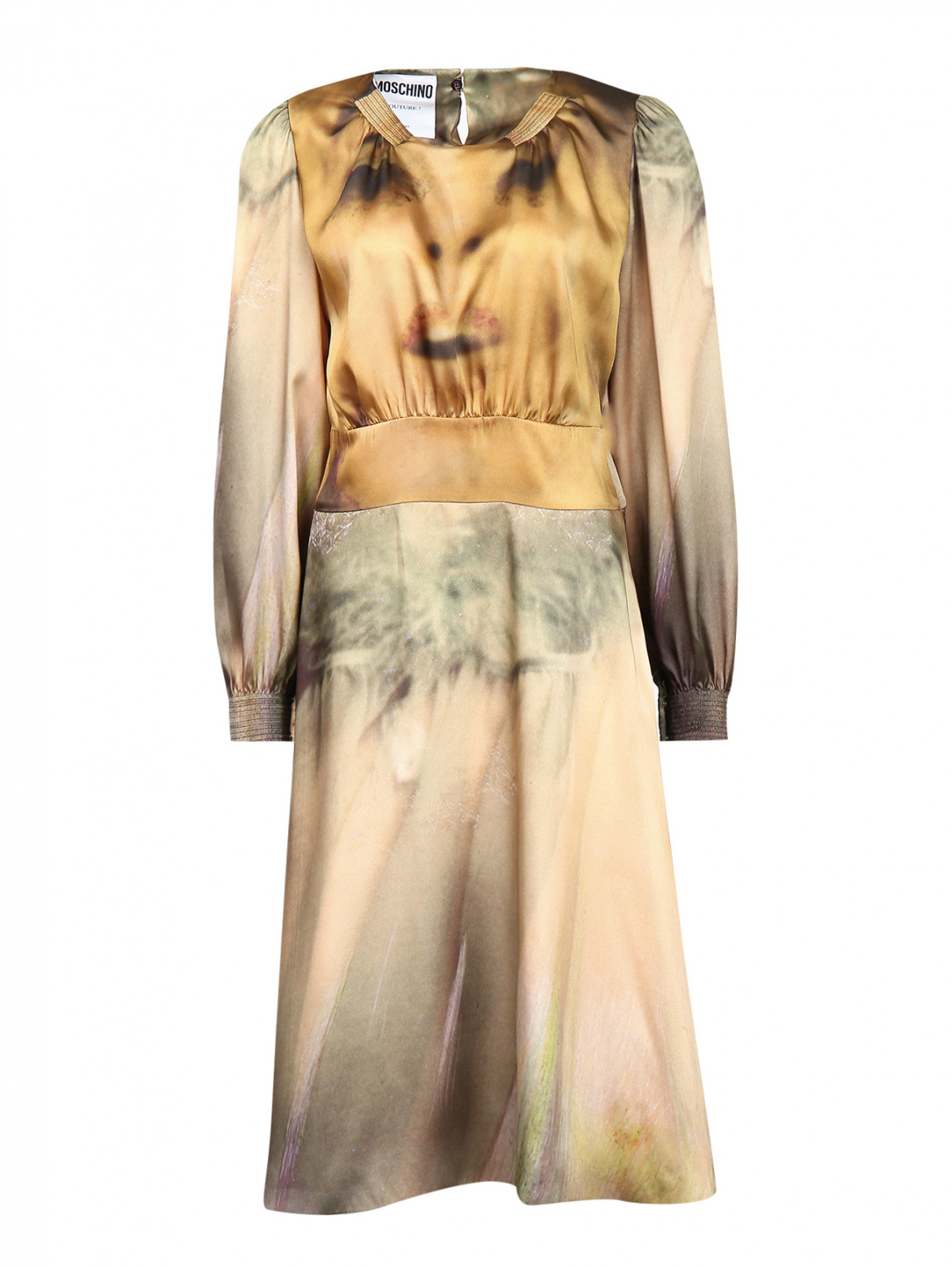 Платье из ткани с принтом Moschino  –  Общий вид  – Цвет:  Зеленый