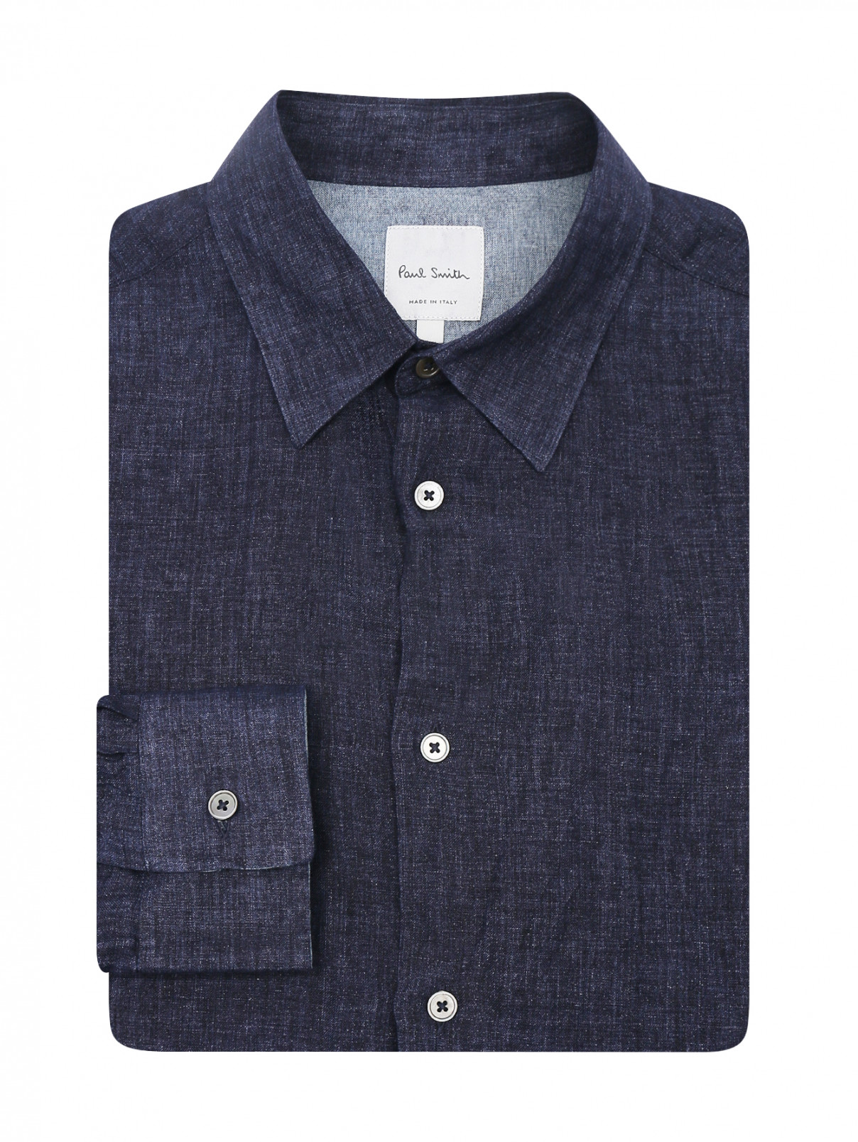 Рубашка из льна Paul Smith  –  Общий вид  – Цвет:  Синий