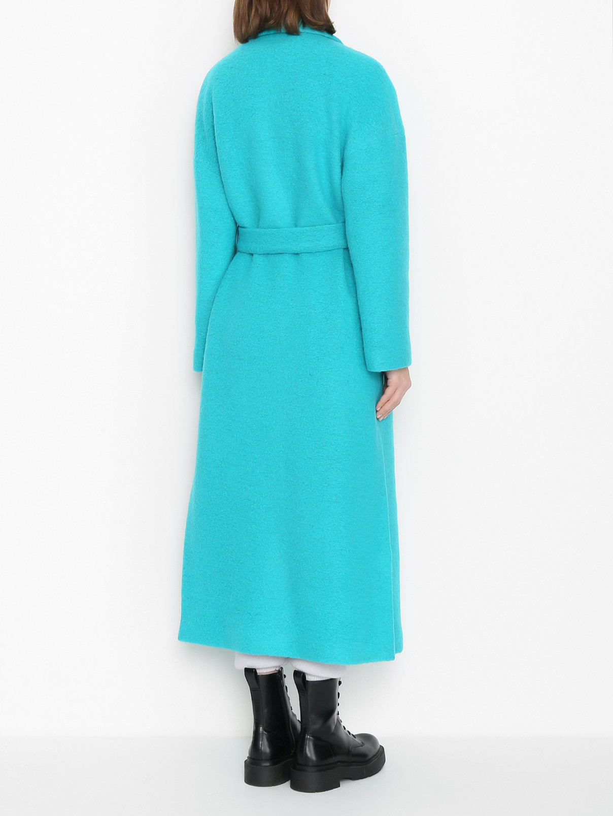 Пальто из смешанной шерсти с разрезами Shade  –  МодельВерхНиз1  – Цвет:  Синий