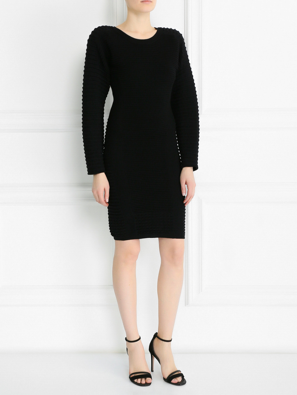 Трикотажное платье-футляр из шерсти Dsquared2  –  Модель Общий вид  – Цвет:  Черный